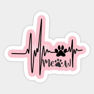 Paw print heart beat Sticker